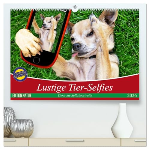 Lustige Tier-Selfies. Tierische Selbstportraits (hochwertiger Premium Wandkalender 2026 DIN A2 quer), Kunstdruck in Hochglanz: Witzige Selbstportraits aus der Tierwelt (CALVENDO Tiere)