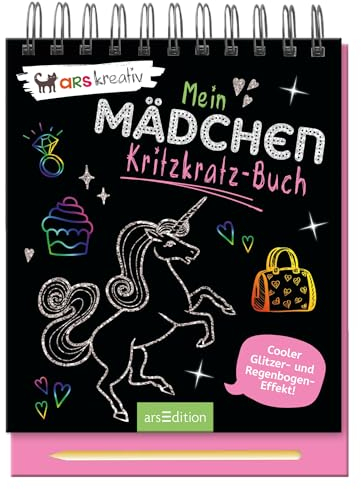 Mein Mädchen-Kritzkratz-Buch: Cooler Glitzer- und Regenbogen-Effekt | Kreativer Kratzelspaß mit Malideen und Holzstift für Kinder ab 5 Jahren