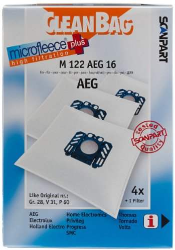 CleanBag M 122 AEG 16 Sac d'aspirateur Blanc/jardin opulent