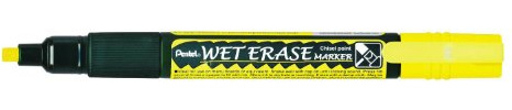 Pentel SMW26-GO Wet Erase Marker, Kreidemarker, Feucht abwischbar, Keilspitze, 1 Stück, Gelb