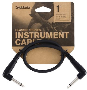 D'Addario Cable de Guitarra - Cable de Conexión de Guitarra - Cable de Instrumento - Serie Classic - 1/4 Pulg Macho a 1/4 Pulg Macho - 0.3048 Metros - Ángulo Recto - 3-Paquete