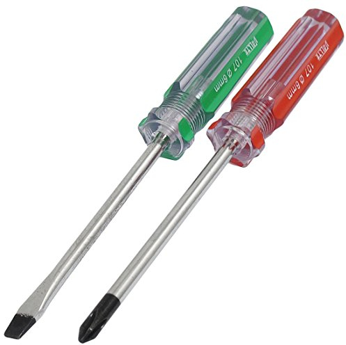sourcing map 2 PCS Rot Grün Kunststoffgriff 6 mm Tipp Schlitz Phillips Schraubenzieher Set de