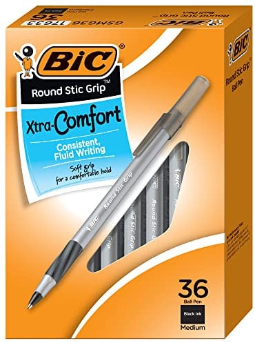 Bic Bolígrafo Stic Grip, color negro 36 Count
