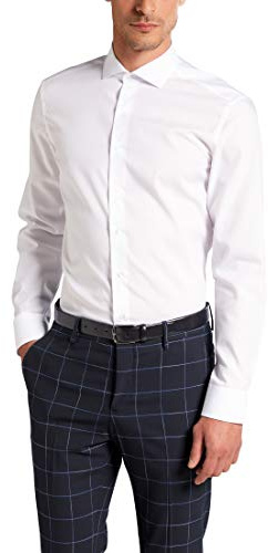 Herren Hemd Langarm Slim Fit, Weiß, W39 Langarm