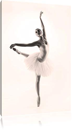 Pixxprint Ästhetische Ballerina B&W, Größe: 60x40cm, Leinwandbild, fertig gespannt, Wandbild, Dekoration, Kunstdruck, kein Poster
