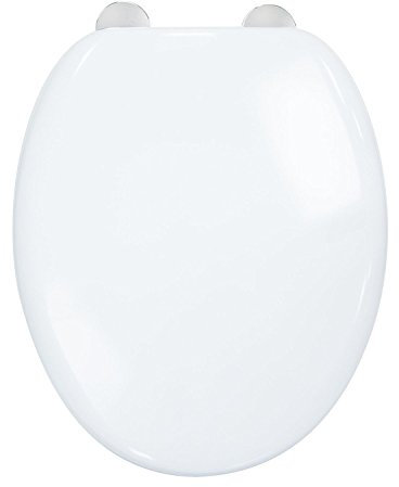 Croydex Grasmere Flexi-Fix White Toilet Seat - Adjustable Hinges with Rust Free Chrome Plated Hinge Covers, an Antibacterial Treated Surface and Made from Heavy Duty Thermoset Plastic (White)