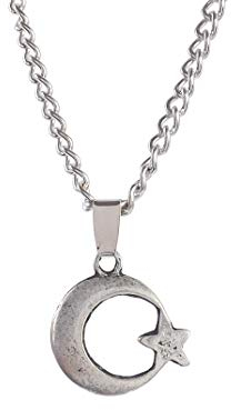 Gök-Türk Halskette Kette für Herren Unisex mit Anhänger Halbmond mit Stern Ay Yildiz - Silber Farbe
