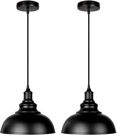 Retro Industrial Pendant Light Handing Light Chandelier Black Pendant Lamp Dining Room Living Room Home Decor Chandelier (Black 2P)