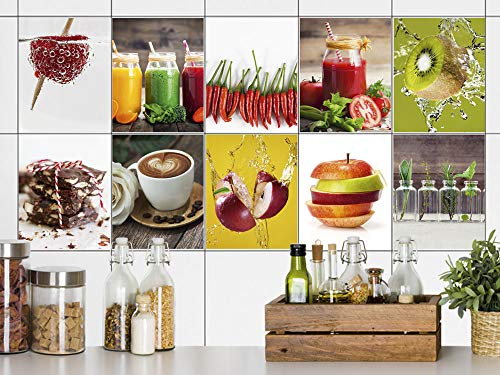 GRAZDesign Fliesenaufkleber Küche als Set, Klebefliesen Wandfliese selbstklebend - Set 10 Stück