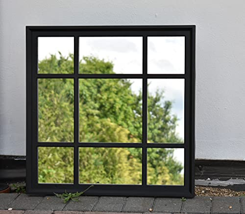 SQAURE SHAPE WINDOW STYLE WALL MIRROR SIMPLY STYLISH DECOR MIRROR BLACK WALL WINDOW MIRROR 61x61CM