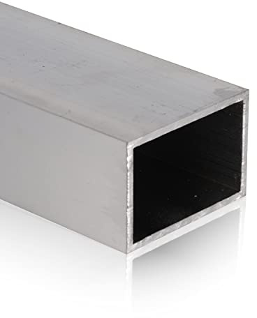 Fits Metall - Vierkantrohr Aluminiumrohr aus hochwertiger Alu-Legierung AlMgSi0,5 - Alu-Konstruktionsrohr quadratisch mit Hohlprofil EN AW-6060 - Länge 1000 mm, Gr. 50x40x2 mm - Ideal für Baubranche