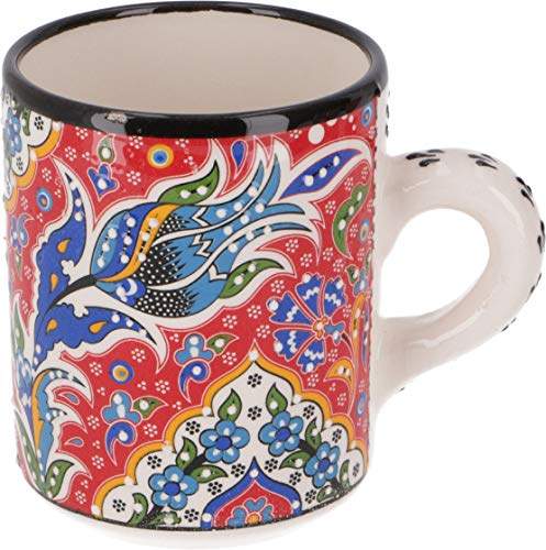 Guru-Shop Tasse à Café Turque Peinte à la Main, Tasse à Café Orientale - Rouge, Rouge, 9x8x8 cm, Accessoires de Cuisine et Divers