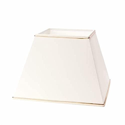 Hochwertiger Lampenschirm Stoffschirm creme mit Goldkante eckig 30cm