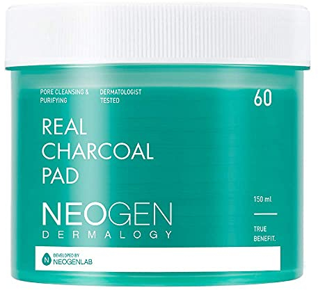 DERMALOGY by NEOGENLAB Echtkohle-Pad (60 Pads) – Tägliche, porentiefe Gesichtsreinigungspads mit PHA, LHA und Aktivkohle für normale, fettige und trockene Haut – Koreanische Hautpflege