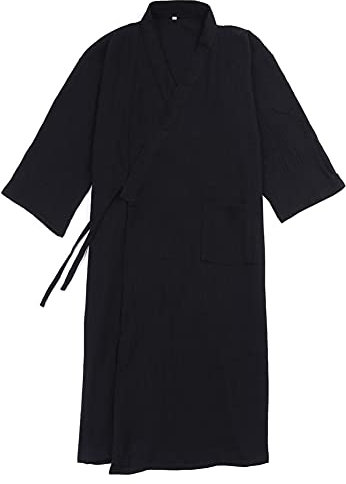 un-brand Kimono giapponese da uomo Veste in velluto Plus Size Abbigliamento Zen Abbigliamento taoista (Taglia XL, Nero)