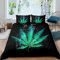 Loussiesd Marihuana Blatt Bettbezug Set Galaxis Cannabis Blätter Bettwäsche Set 135x200cm für Kinder Jungen Mädchen Marihuana Gras Hanf Betten Set Botanisch mit 1 Kissenbezug 2St Blaugrün