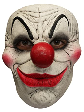 Wulstiger Clown Maske des Grauens aus Latex - Erwachsenen Grusel Clown Kostüm Halbmaske - ideal für Halloween, Karneval, Motto- & Grusel-Party