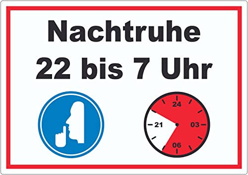 HB-Druck Nachtruhe 22 bis 7 Uhr Aufkleber A4 (210x297mm)