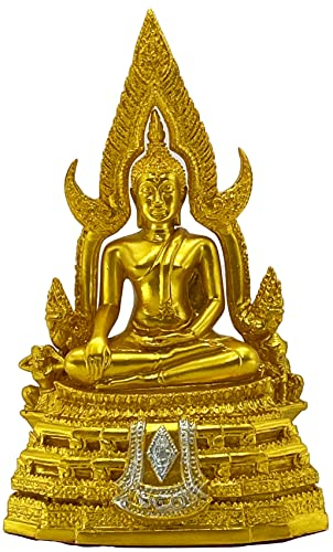 BUDDHO Chinnaraj Thai-Buddha-Statue für Heimdekoration, 20,3 cm hoch, goldfarben, kleines Geschenk, Büro, Dekoration, Figuren, Meditation, Altar, Skulptur