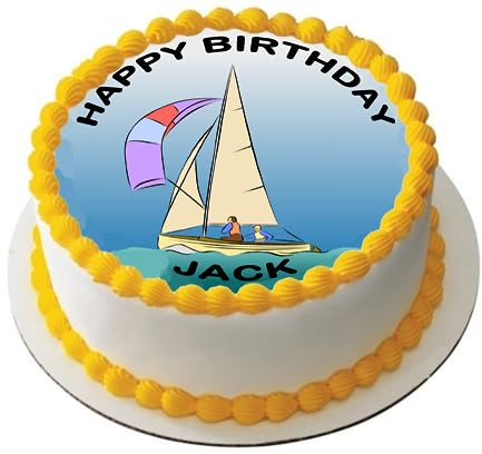 SAILING YACHT BOAT 7.5 PREMIUM Edible RICE CARD Cake Topper D1