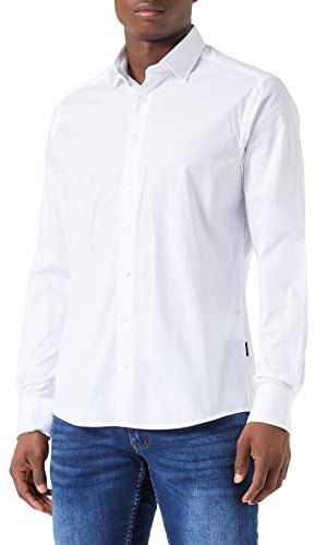 bugatti Herren Freizeithemd Kent Kragen Modern Fit Soft Cotton Basic Hemd Langarm Baumwolle