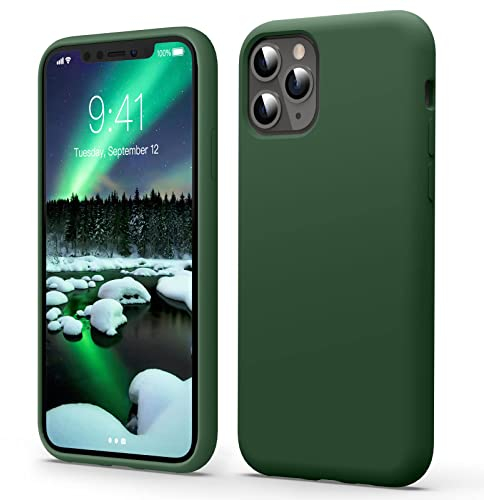 Flyzoo Flüssige Silikon Hülle für iPhone 11 Pro Max (6,5), Kratzfest & Anti-fingerabdruck Silicone Handyhülle mit Rundumschutz: 4-Schicht Schutzhülle, Erhöhter Rand für Bildschirm & Kamera, Klee Grün