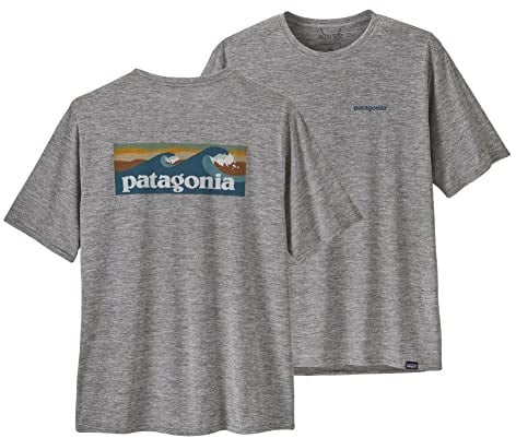 Patagonia Herren M's Cap Cool Daily Graphic Shirt-Waters Tops, Boardshort Logo Abalone Blue: Feather Grey, M