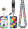 cobee Porte badge d'identification avec cordon détachable, porte badge rétractable pour sensibilisation à l'autisme avec bobines et cordons de badge puzzle détachables