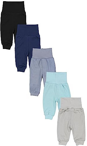 TupTam Unisex Baby Lange Pumphose 5er Pack, Farbe: Schwarz Dunkelblau Graphite Beige Mintgrün, Größe: 62
