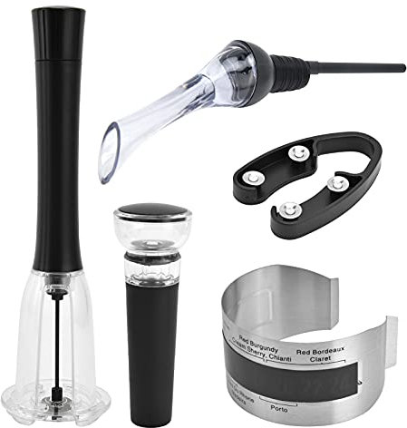 QANYEGN Abrebotellas De Vino, Sacacorchos Con Bomba De Aire, Aireador De Vino Y Tapón De Vino, Accesorios De Vino Con Tapón De Vino, Descorchador Y Vertedor Aireador
