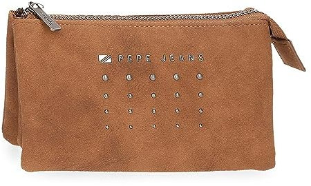 Pepe Jeans Holly Portefeuilles et Porte-Monnaie en Cuir synthétique, Noir, Marron, Bleu Marin, différentes Tailles, Marron, Talla única, Porte-Monnaie Triple