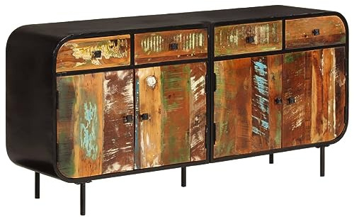 vidaXL Sideboard 140x35x70 cm Altholz Massiv und Metall