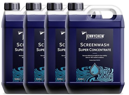 Jennychem Super Concentrated Screenwash. Screen Wash Concentrate Antifreeze Works In Winter Weather Up To -18°C. Anti-Smear. Can be Diluted To Suit All seasons (20 Litre - Pack of 4 x 5 Litre)