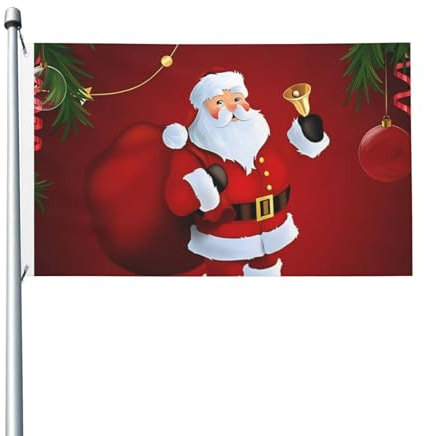 Drapeau de Père Noël mignon de 0,9 x 1,5 m pour l'extérieur, double face, drapeaux de bienvenue, bannière de décoration pour cour, porche, pelouse