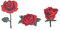 Rote Rose Patches zum Aufbügeln 3 Stück Buegelbilder Bestickte Patches Sticker Gestickte Aufnäher Applikation für DIY Kleidung Jeans T-Shirt Jacken