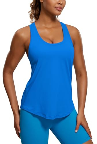 CRZ YOGA Damen Sport Tank Top Racerback Fitness Gym Top Baumwolle Oberteile Locker Atmungsaktiv Ärmellos Tops Funkelndes Blau 40