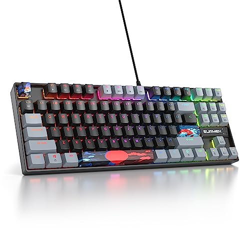 iTastatur 75 Percent Mechanical Gaming Keyboard, 87 Keys RGB Backlit Wired Keyboard TKL Compact Keyboard with Linear Red Switches for Laptop PC PS4 PS5 Xbox Gamer(87 Dark)