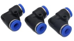 IQS Lot de 3 raccords pneumatiques coudés 90° 6 mm – Raccord de tuyau d'air comprimé