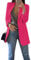 EFOFEI Dame Costume Simple De Couleur Pure Veste De Costume Cardigan De Tous Les Jours Formel Chemisier À Tailleur Longue Rose Rouge L