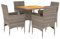vidaXL Garten Essgruppe 5-TLG., Gartenmöbel Set mit Kissen, Gartengarnitur Tisch 4 Stühle, Lounge Sitzgruppe Sitzgarnitur, Grau Poly Rattan Akazie