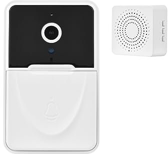 MZZYG Visual Doorbell Wireless Video Doorbell Camera WiFi Visual Smart Security Doorbell Night Vision 2-Way Audio For Home Monitor Door Phone For Home Security(Color:White With battery)
