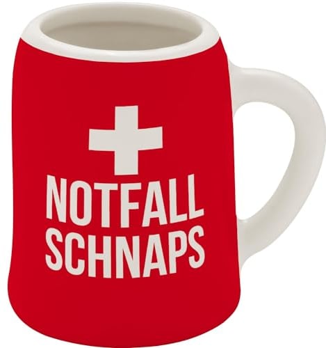 GRUSS & CO Schnapskrug mit Motiv Notfall | New Bone China, 5 cl, Mini-Krug mit Spruch | Lustiges Geschenk, Party, Männergeschenk | 73841