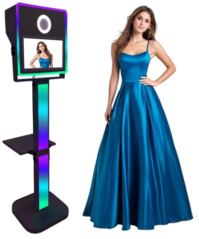 Tragbare Spiegel-Fotokabine mit 39,6 cm (15,6 Zoll) Touchscreen, Selfie-Photobooth-Maschine, DSLR-Kabine mit Flugtasche für Hochzeit, Party, Event (Schwarz, 39,6 cm)