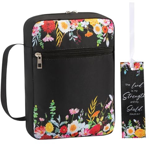 Custodia per copertina della Bibbia, grande custodia per la copertina della Bibbia floreale per la copertina del libro delle donne con segnalibri, copertina biblica femminile multi-tasca