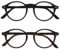 OPULIZE REY Lesebrille - 2er-Pack - Runder Retro-Rahmen - Mattschwarz, Braunes Schildpatt - Herren Damen - Federscharniere - RR56-12 - +1.00