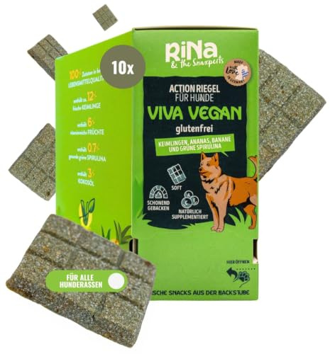 RiNa Viva Vegan Hundeleckerli Keimlinge, Banane, Ananas, Spirulina 300 g | Vegane Hundeleckerli ohne Zucker, Spirulina für Haut und Energie, 3 % Kokosöl für geschmeidiges Fell, ofengebacken