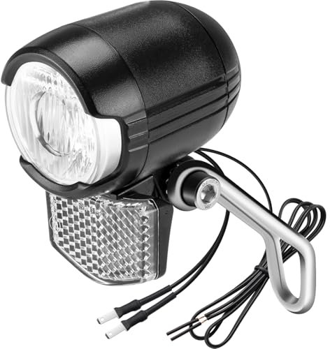 LED Dynamo Fahrradlicht 30 LUX mit Lichtautomatik, Standlicht und StVZO Zulassung, Fahrradlampe, Fahrrad Frontlicht, Fahrradleuchte vorne, Scheinwerfer, Schwarz