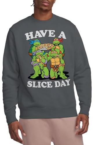 Teenage Mutant Ninja Turtles Tmnt Have A Slice Day Crew Sweatshirt, Charcoal, Small