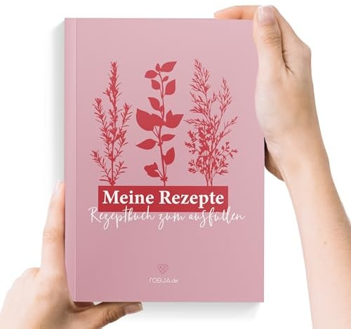 TOBJA Recipe Book for Writing Yourself A5 Herb Pink | For 87 Recipes | Index to Fill in | Recipe Book for Own Dishes | Notebook for Cooking & Baking