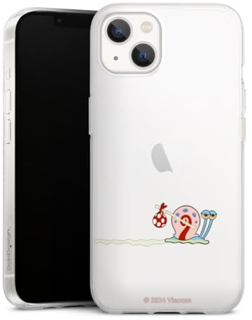 Silikon Hülle kompatibel mit Apple iPhone 13 Case transparent Handyhülle Gary Schneckerich Spongebob Schwammkopf Offizielles Lizenzprodukt